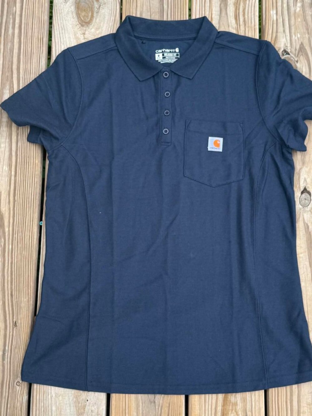 Carhartt Polo Womens M Navy Workwear Gorpcore Utility Minimalist 3430
